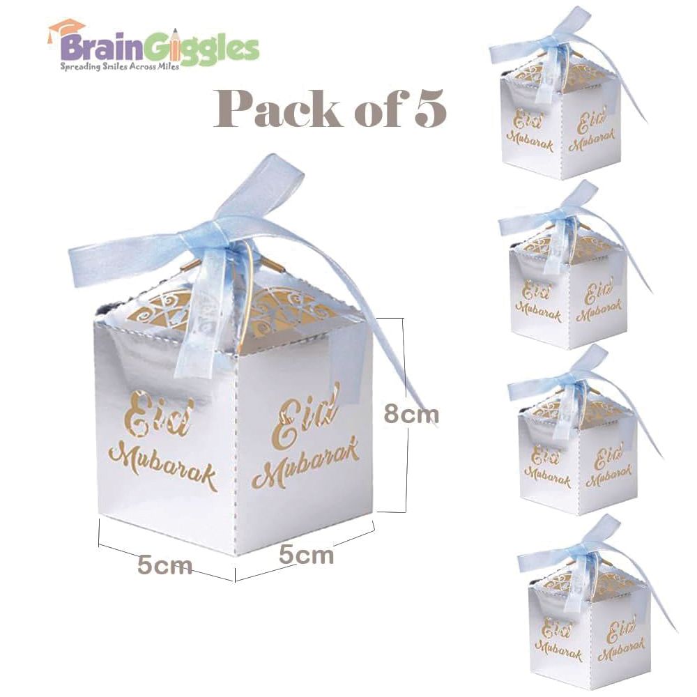 BrainGiggles - Eid Mubarak Treat Gift Boxes - 5 Pcs - Silver