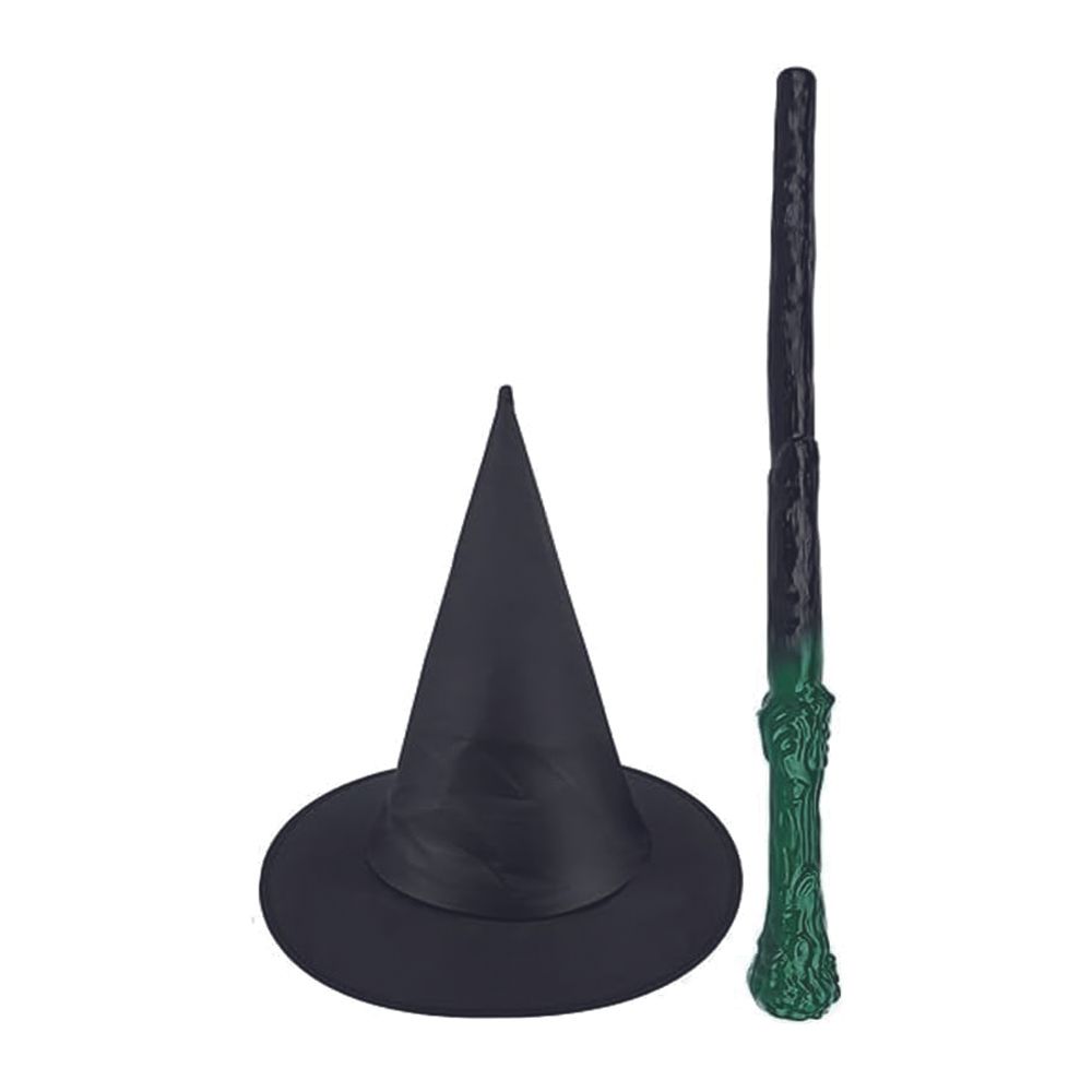 Brain Giggles - Harry Potter Wand And Wizard Hat Halloween Costume Set - 2 Pcs