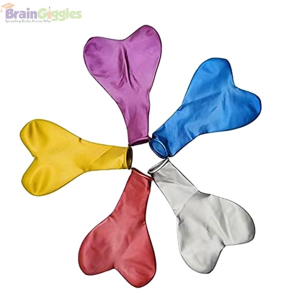 Brain Giggles - Birthday Party Metallic Latex Colorful Heart Shaped Balloons - 10 Inch - 20 Pcs