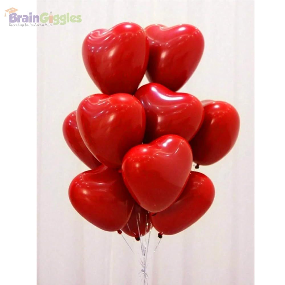 Brain Giggles- Valentines Anniversary Decoration Red Heart Balloons - Set of 20 - 10 Inch