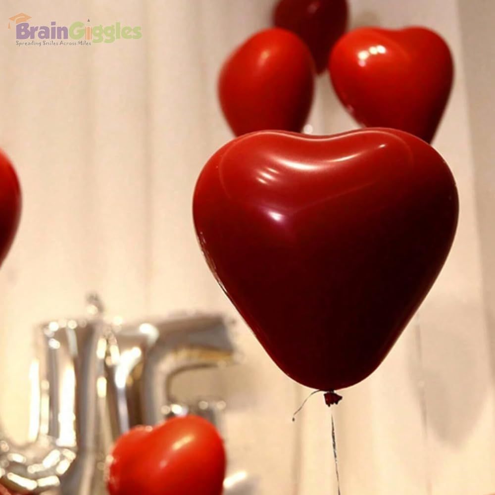 Brain Giggles- Valentines Anniversary Decoration Red Heart Balloons - Set of 20 - 10 Inch