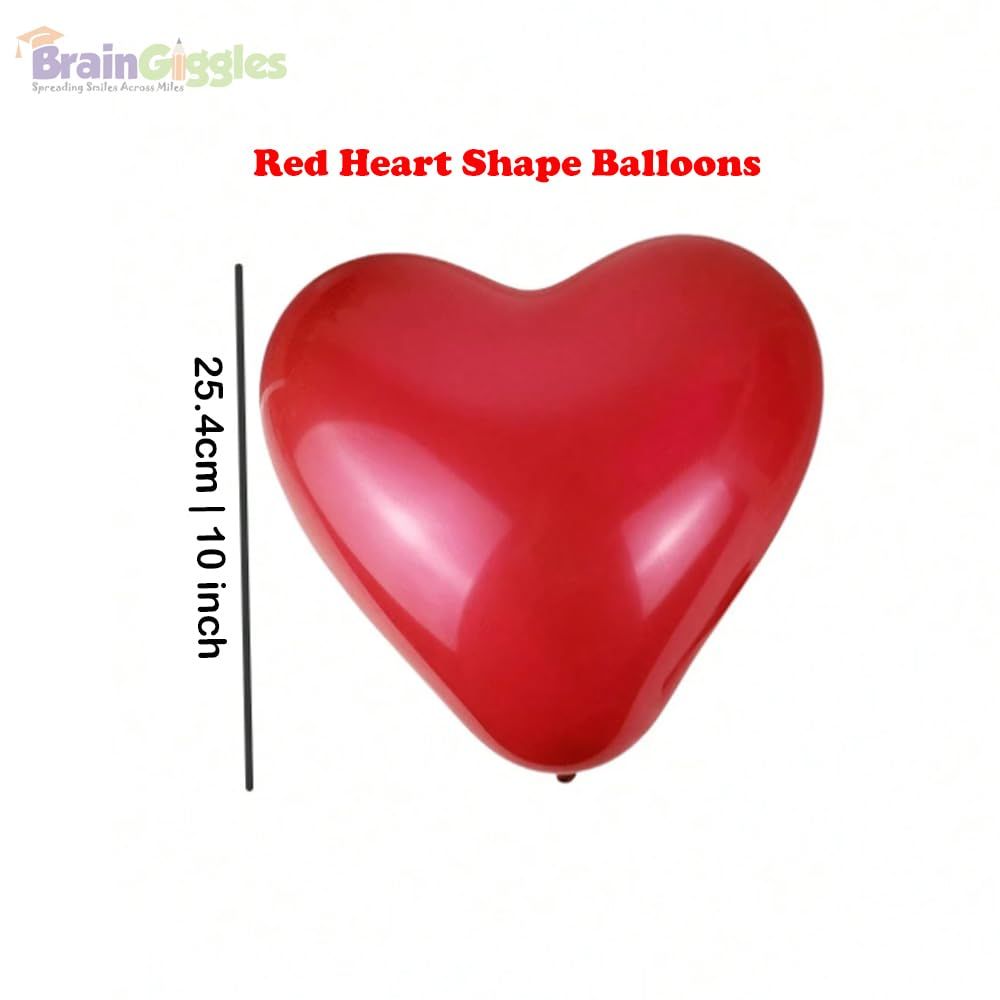 Brain Giggles- Valentines Anniversary Decoration Red Heart Balloons - Set of 20 - 10 Inch