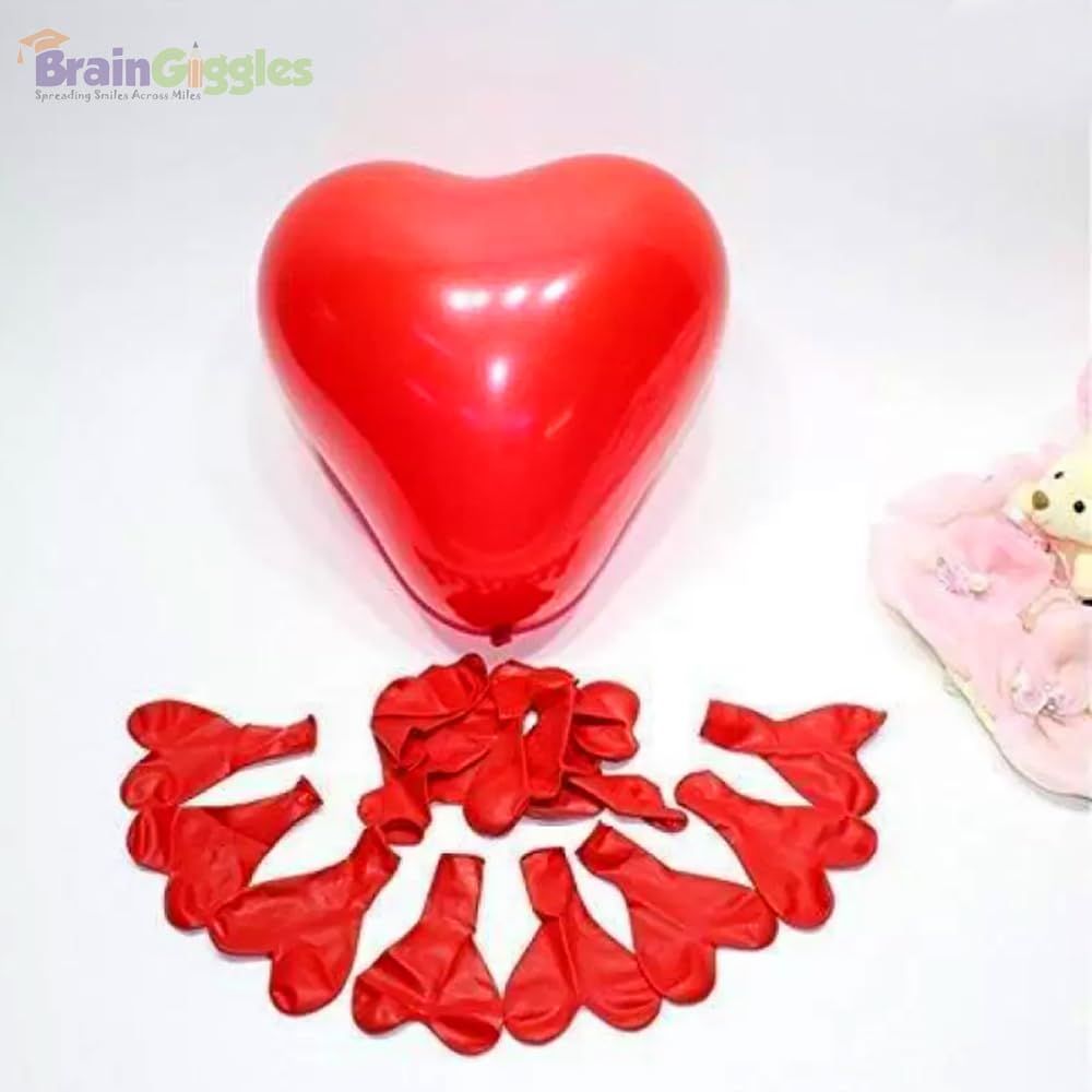 Brain Giggles- Valentines Anniversary Decoration Red Heart Balloons - Set of 20 - 10 Inch