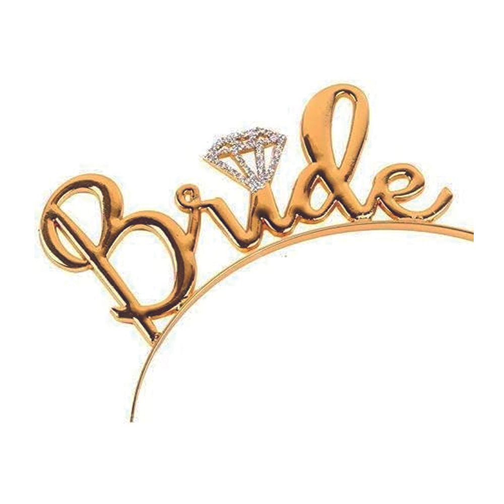 BrainGiggles - Bride Letter Design Elegant Bridal Tiara Headband - Gold