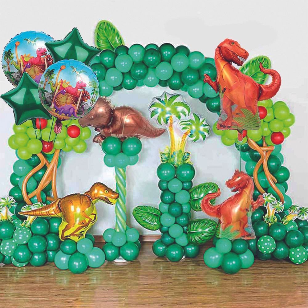 BrainGiggles - Dinosaur Themed Birthday Party Decorations Foil Balloons Set - 5 Pcs