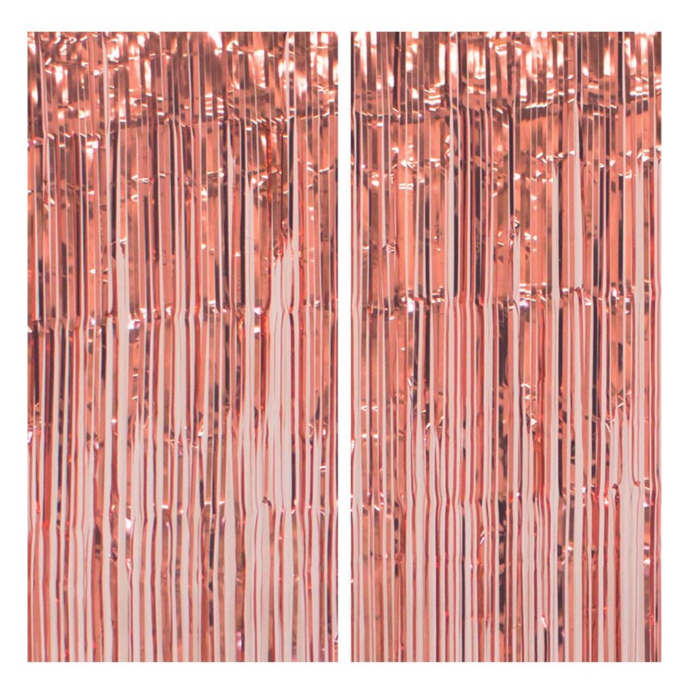 BrainGiggles - Metallic Foil Party Backdrop Curtain - 6ft X 3ft - Pack of 2 - Rose Gold