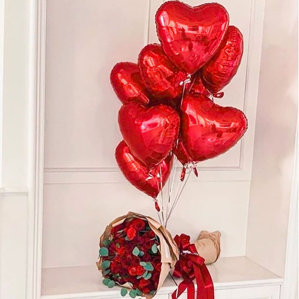 Braingiggles - Valentines Day Red Heart Shape Foil Balloon - 18 Inch