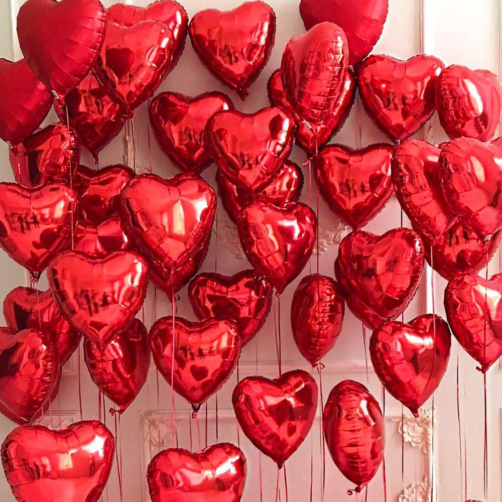 Braingiggles - Valentines Day Red Heart Shape Foil Balloon - 18 Inch