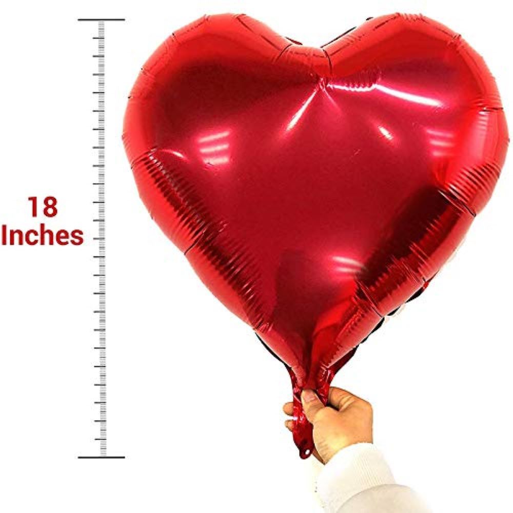 Braingiggles - Valentines Day Red Heart Shape Foil Balloon - 18 Inch