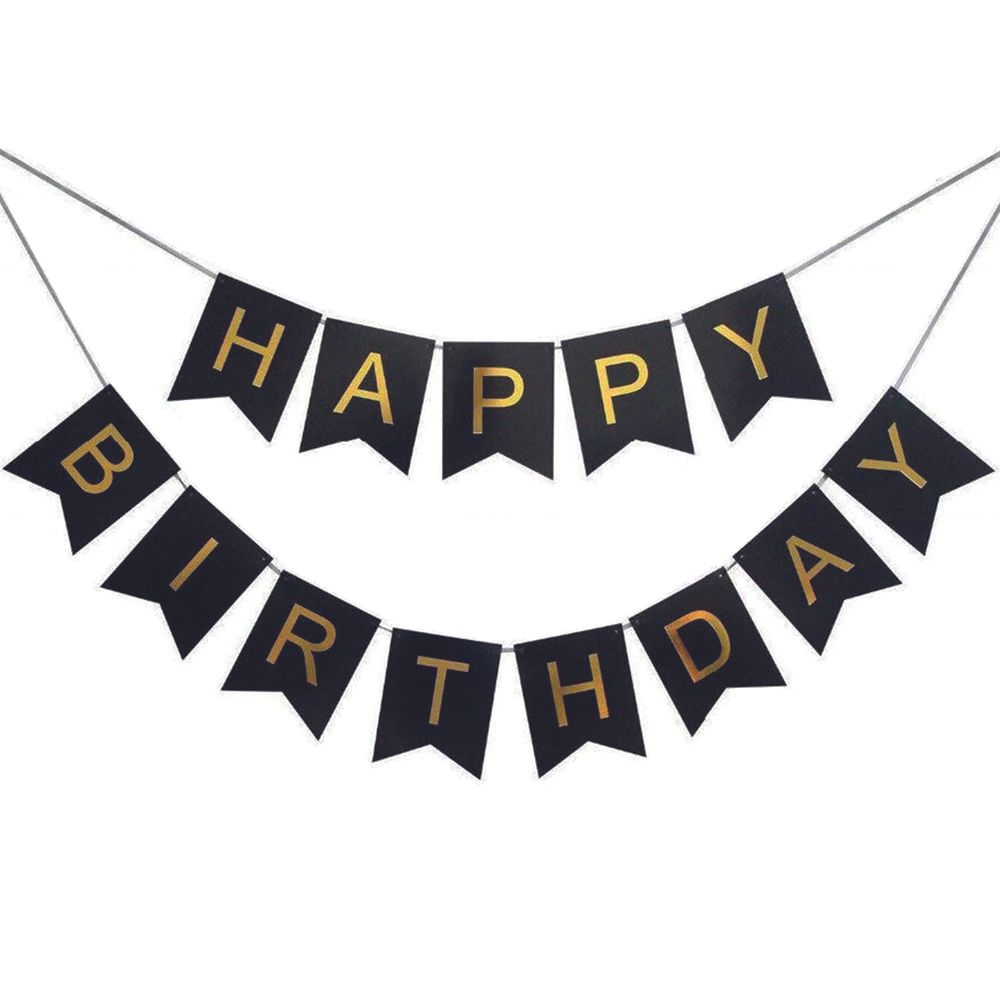 BrainGiggles - Cardstock Happy Birthday Banner - Black