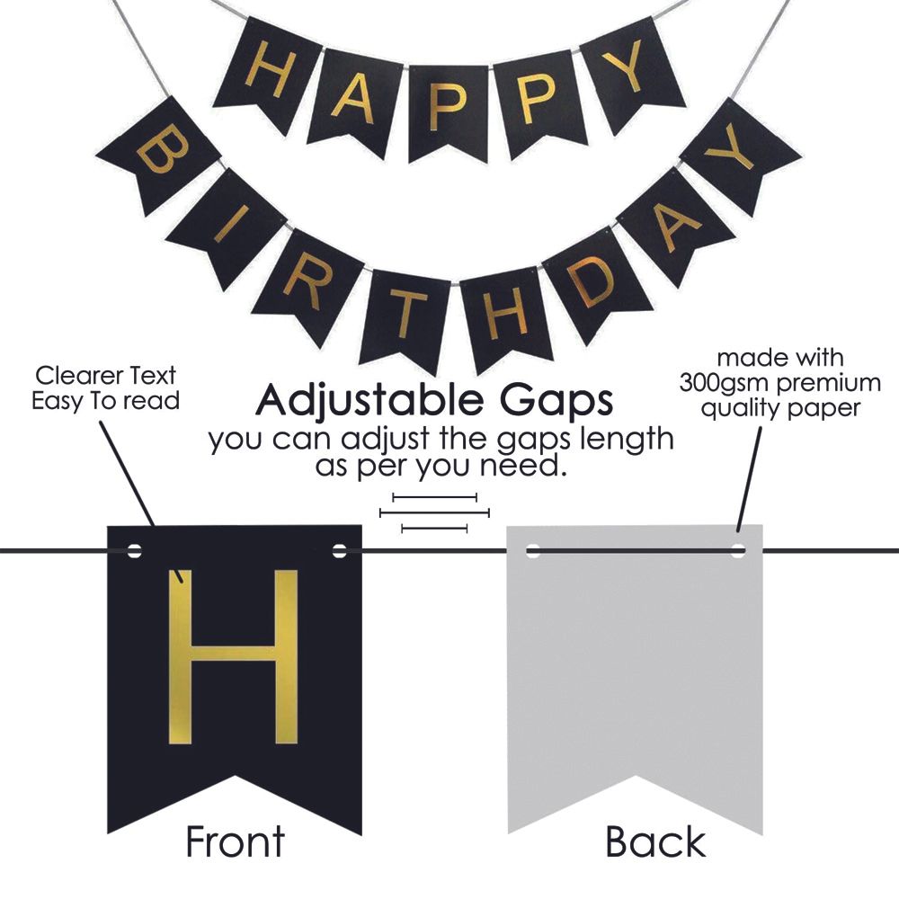 BrainGiggles - Cardstock Happy Birthday Banner - Black