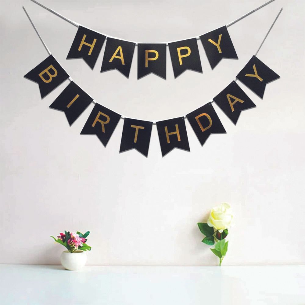 BrainGiggles - Cardstock Happy Birthday Banner - Black