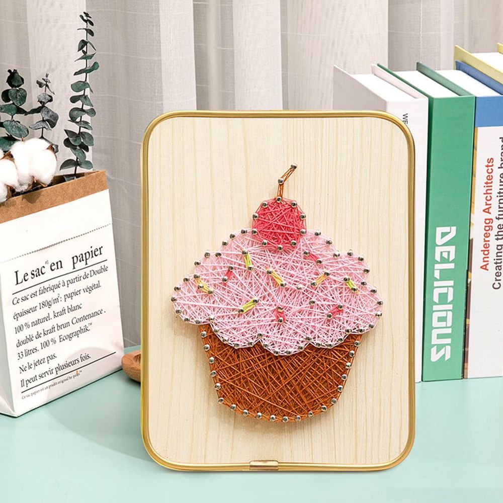 Brain Giggles - DIY Craft Kit With String Art Pattern - Cupcake