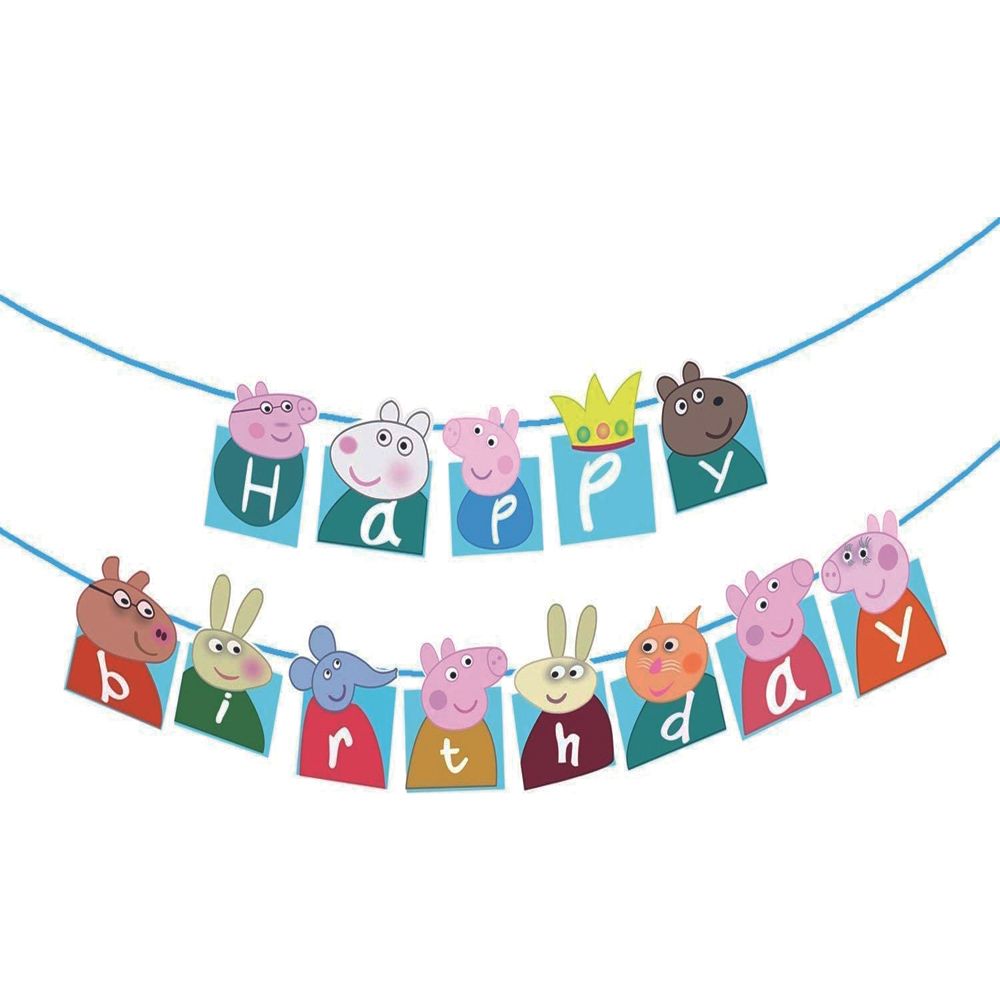 BrainGiggles - Peppa Pig Kids Party Decoration Happy Birthday Banner