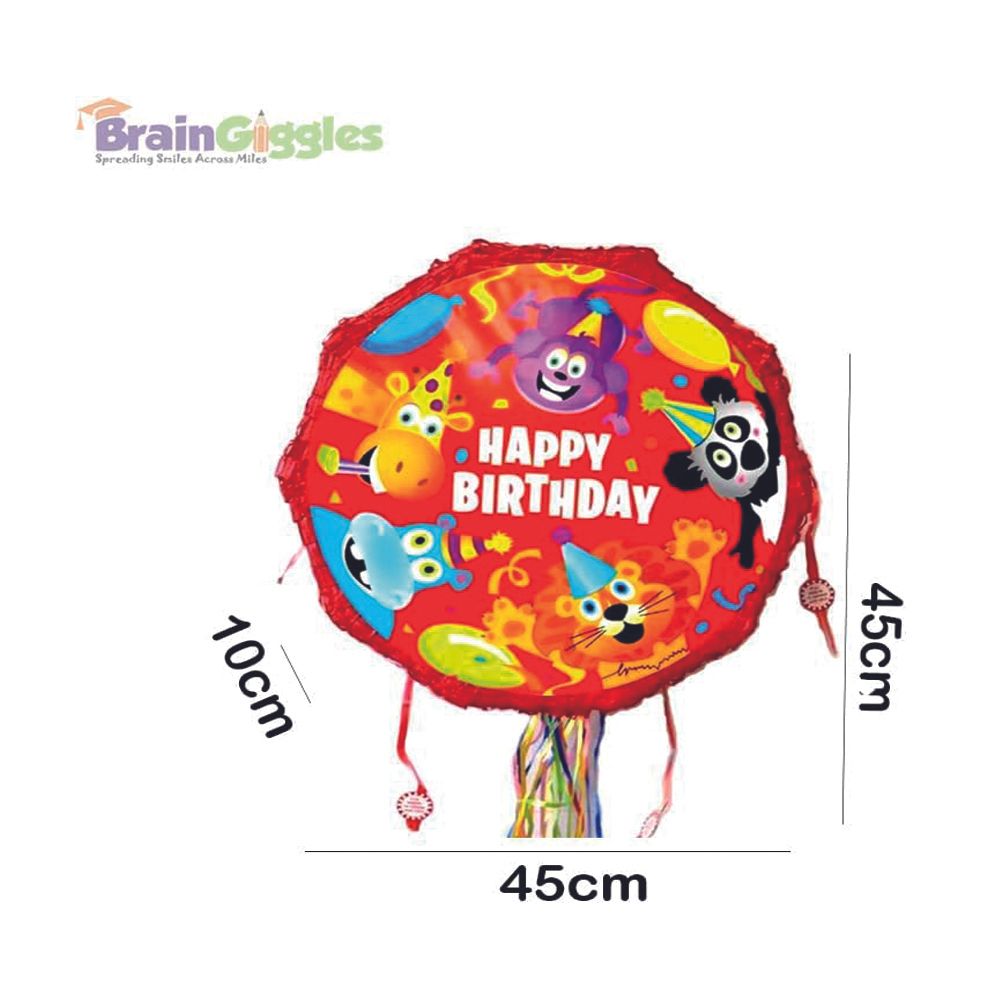 BrainGiggles - Happy Birthday Animals Pinata - Multicolor