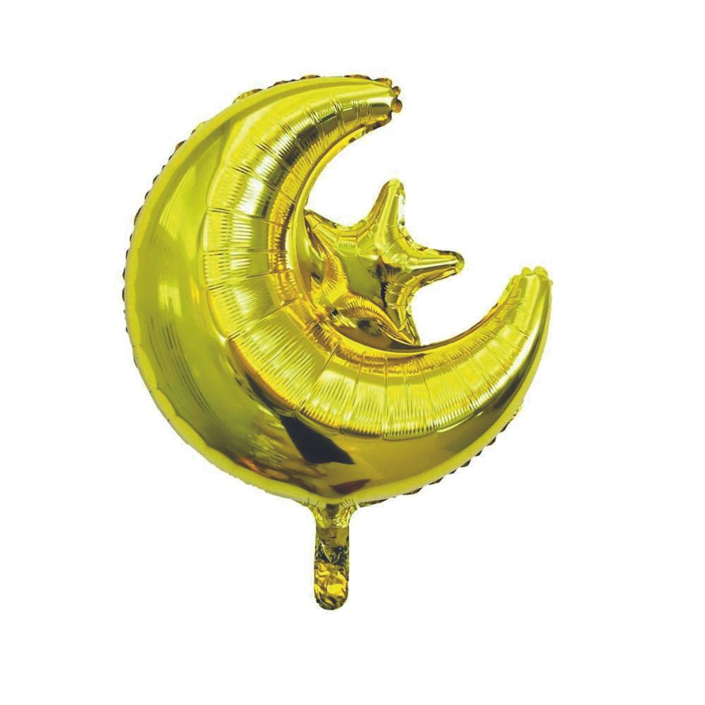 Brain Giggles - Eid Mubarak With Star & Moon Foil Balloon Set - Gold