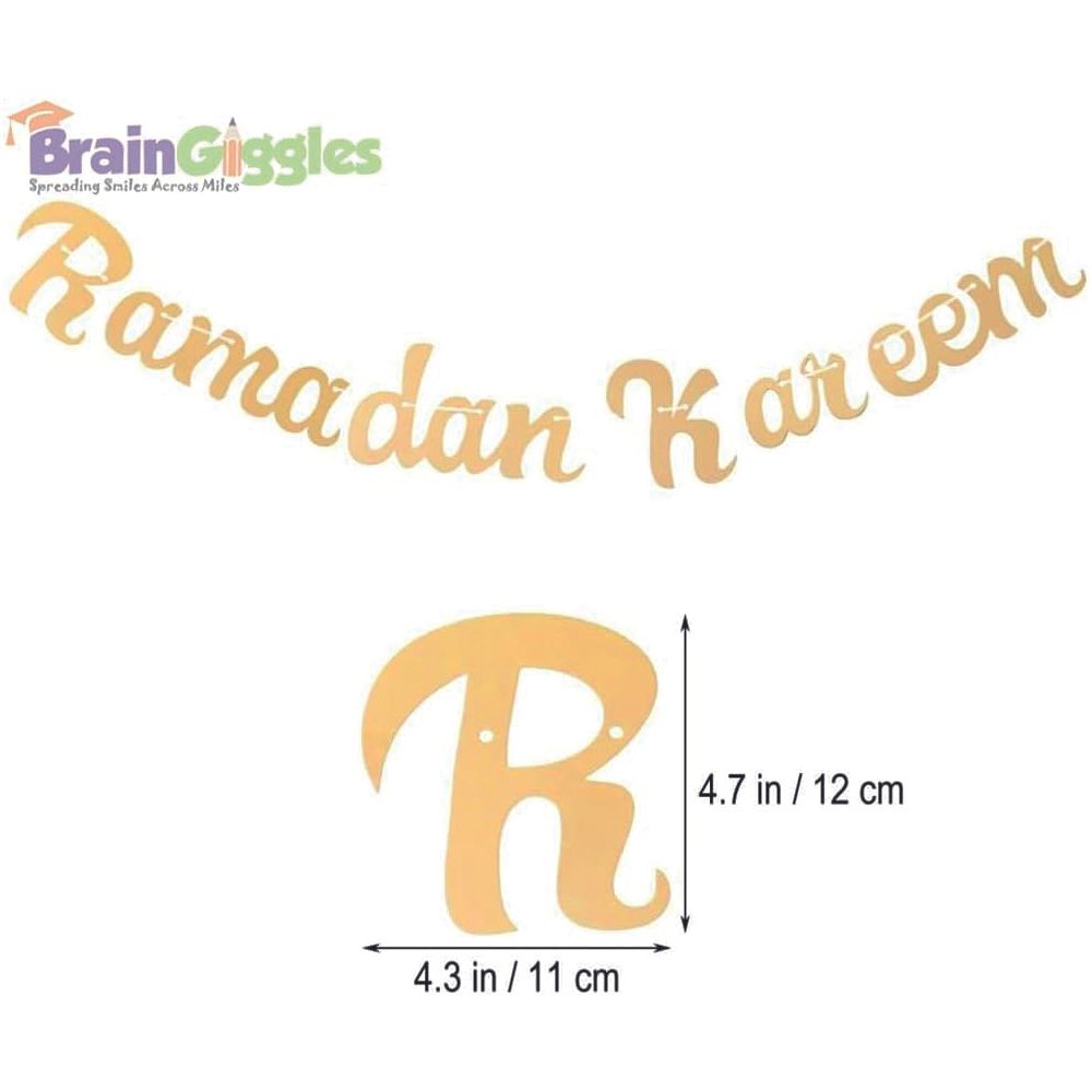 BrainGiggles - Ramadan Kareem Mubarak Decoration Garland - Gold