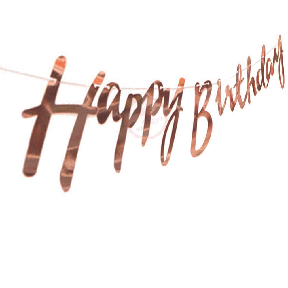 BrainGiggles - Cardstock Happy Birthday Banner - Rose Gold