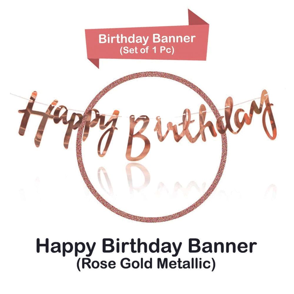 BrainGiggles - Cardstock Happy Birthday Banner - Rose Gold