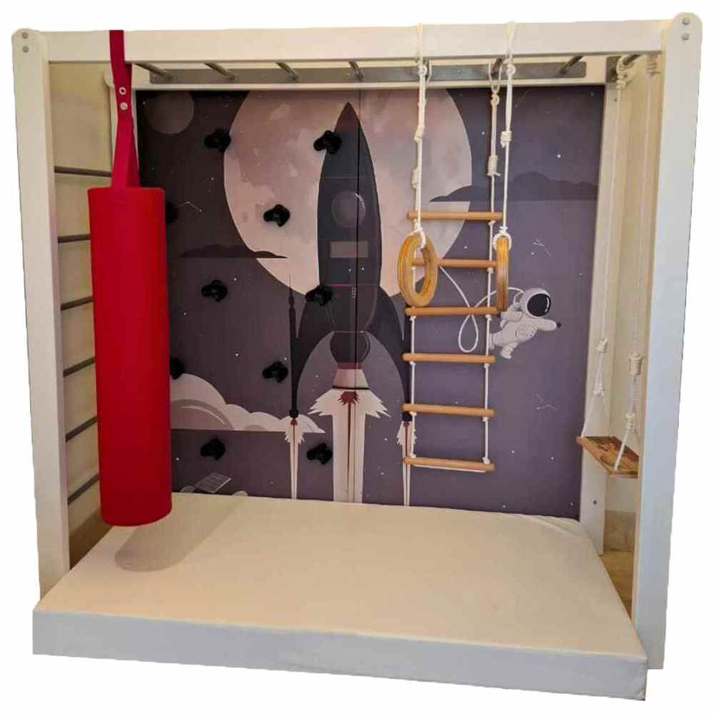 Home Decor - Monkey Bar With Space Themed Climbing Wall Panel