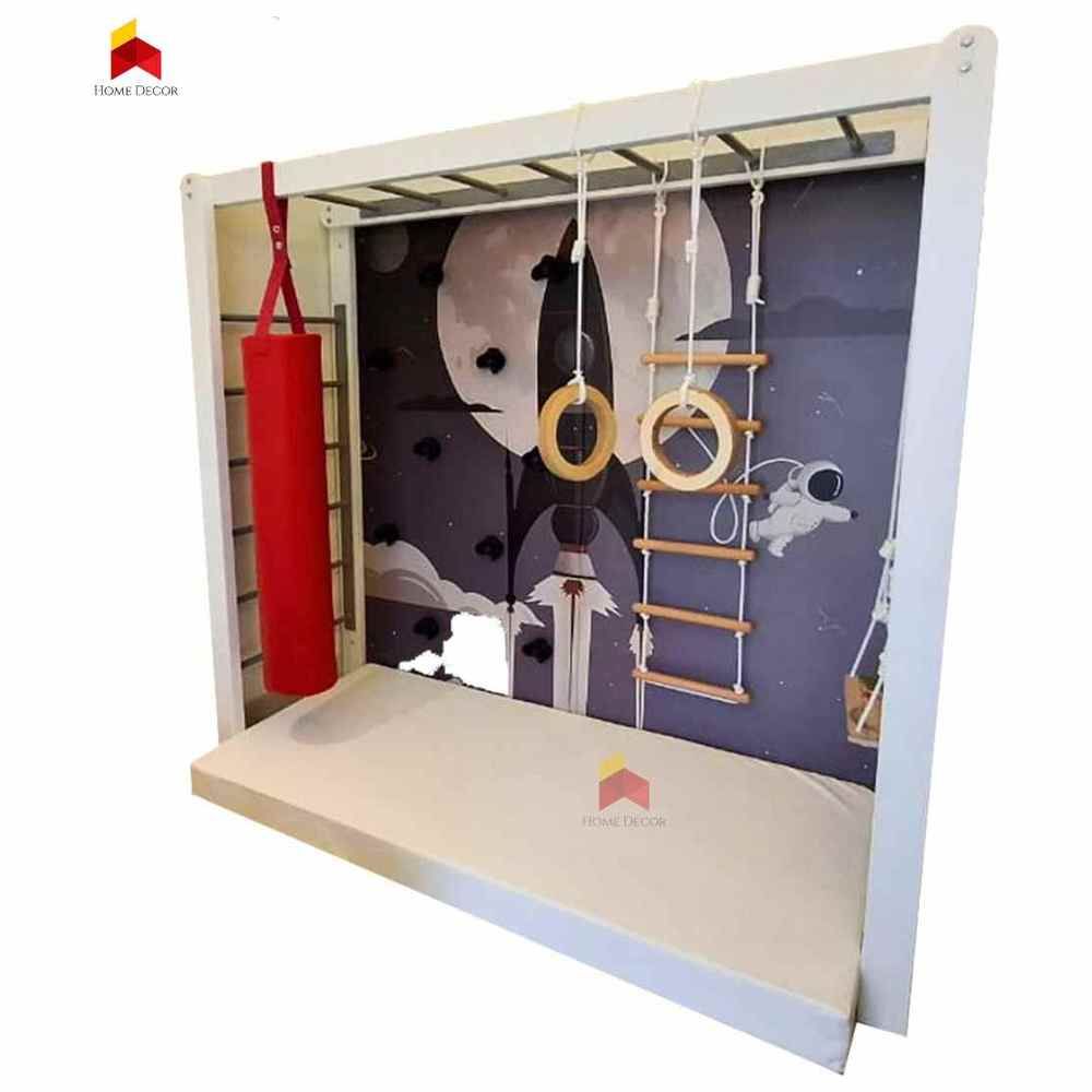 Home Decor - Monkey Bar With Space Themed Climbing Wall Panel