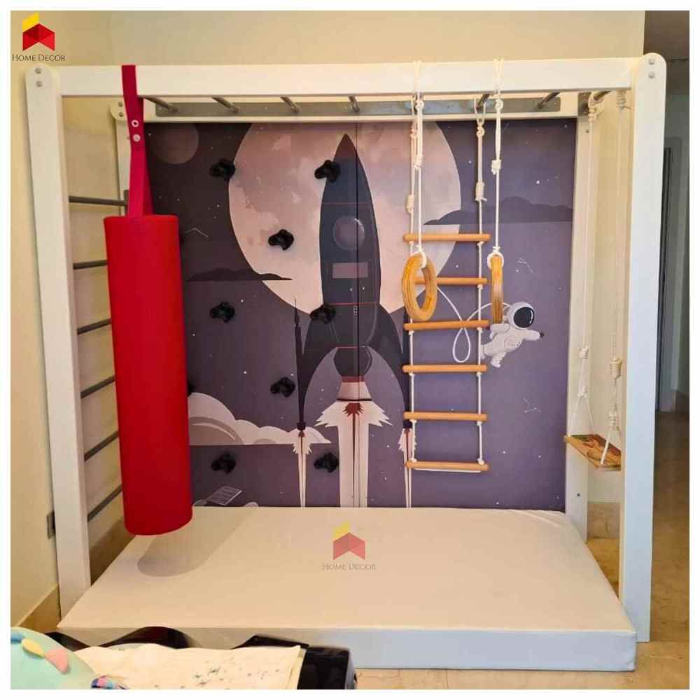 Home Decor - Monkey Bar With Space Themed Climbing Wall Panel