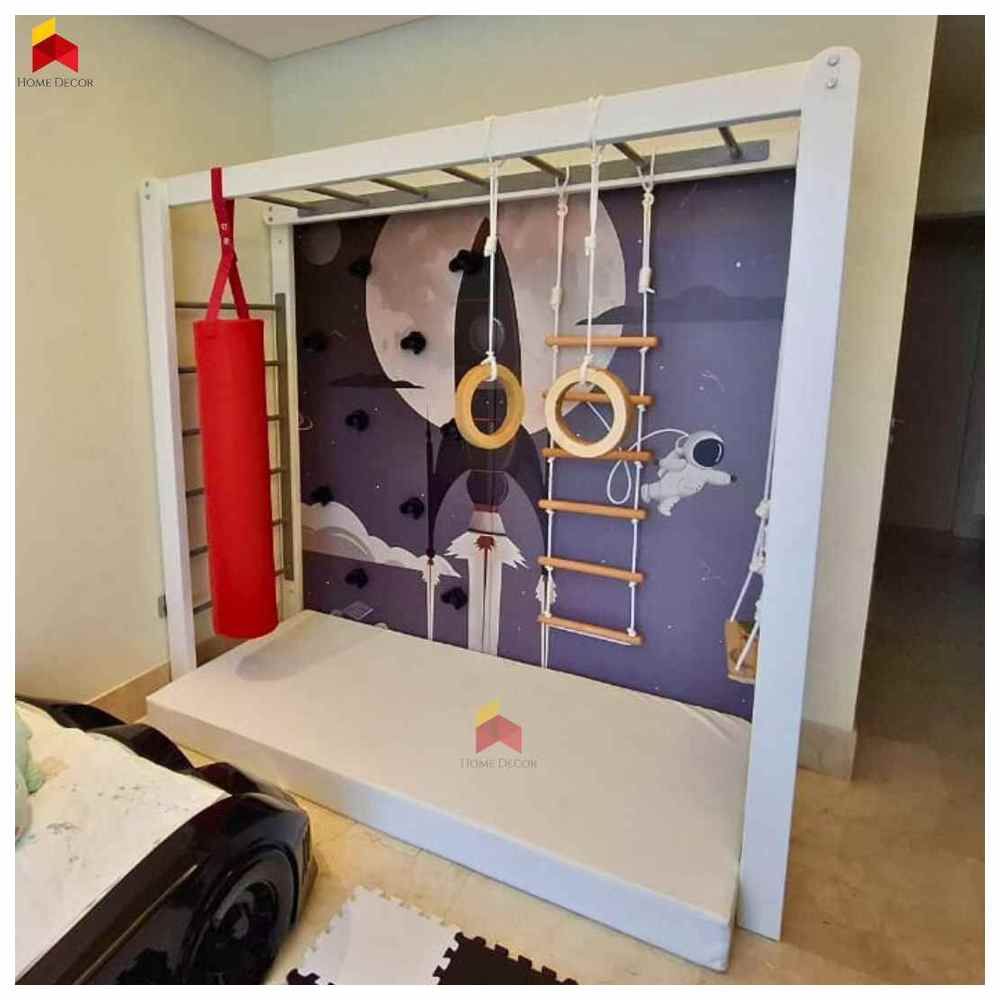 Home Decor - Monkey Bar With Space Themed Climbing Wall Panel