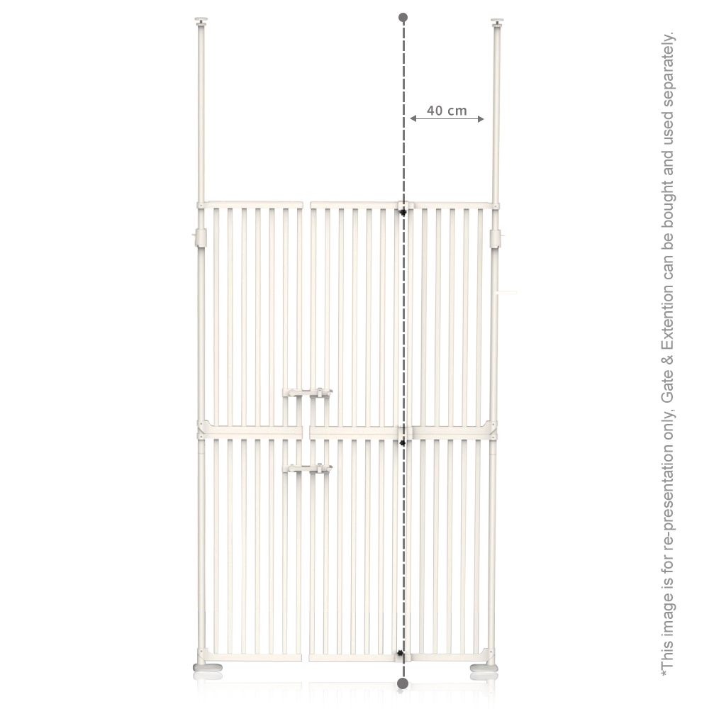 Baby Safe - Dual Door Metal Safety Gate With Extension - White - 40 cm