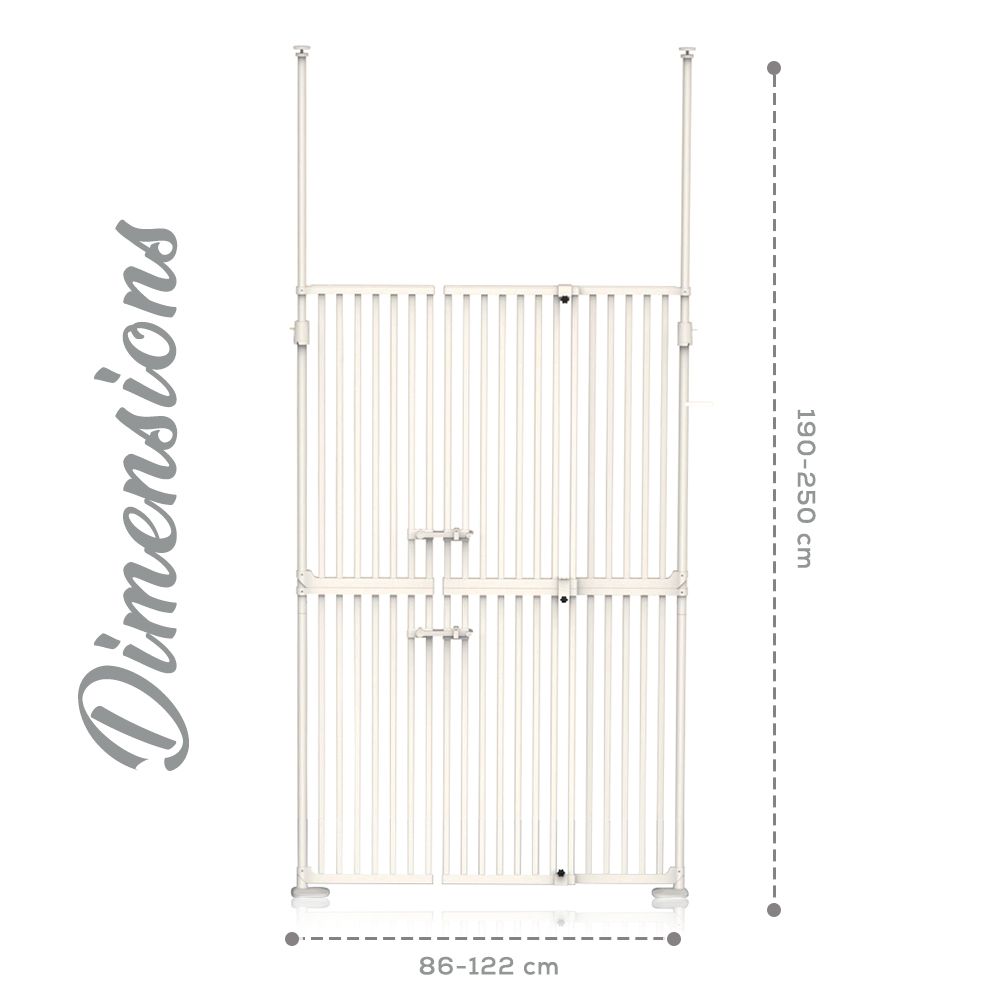 Baby Safe - Dual Door Metal Safety Gate With Extension - White - 40 cm