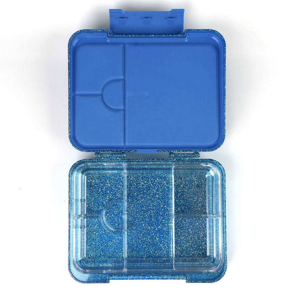 Eazy Kids - Bento Lunch Box With Lunch Bag And Accessory Set - Glitter Blue