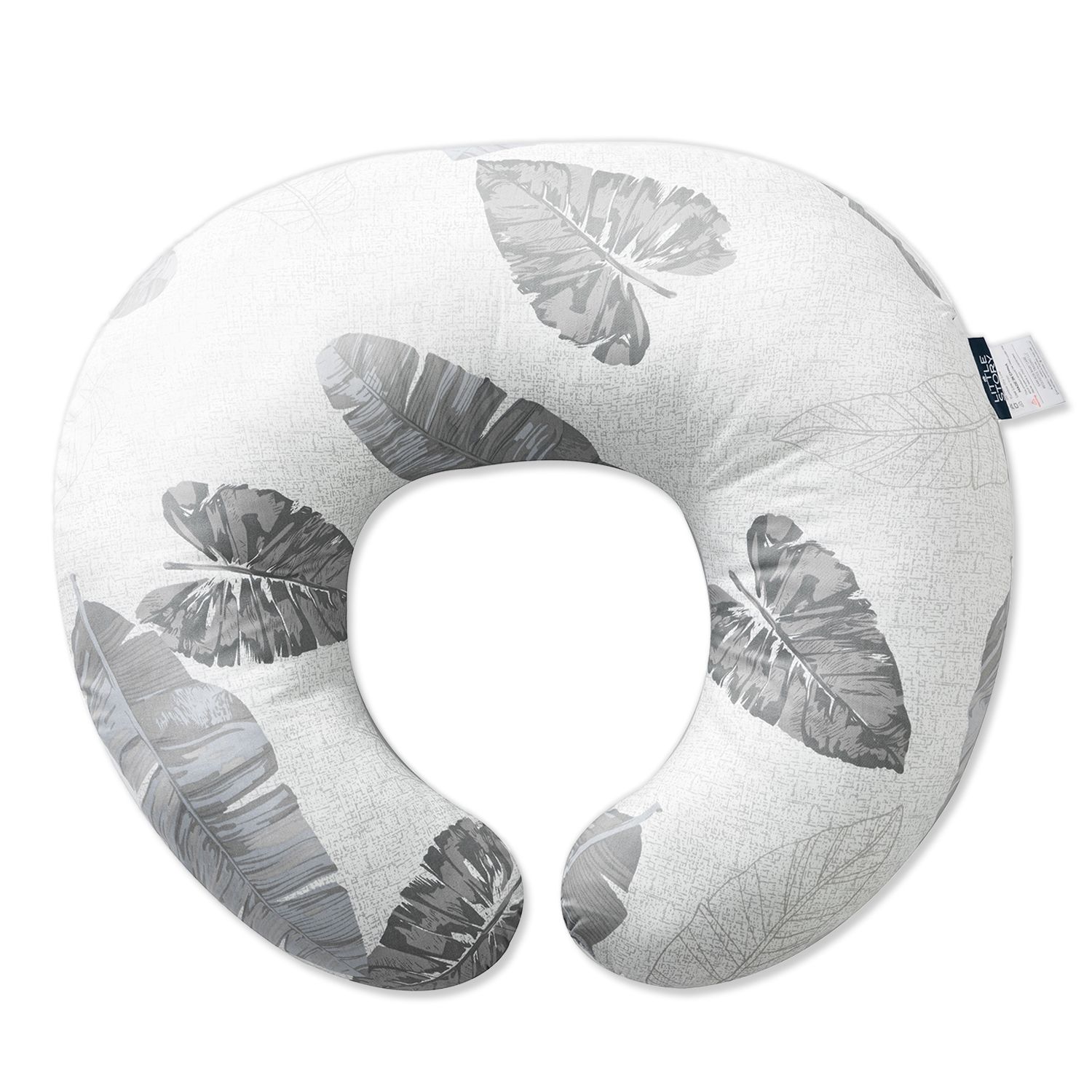 Little Story - Fiberfill Lounger Bed And Feeding Pillow With Slipcover Set - Leaves