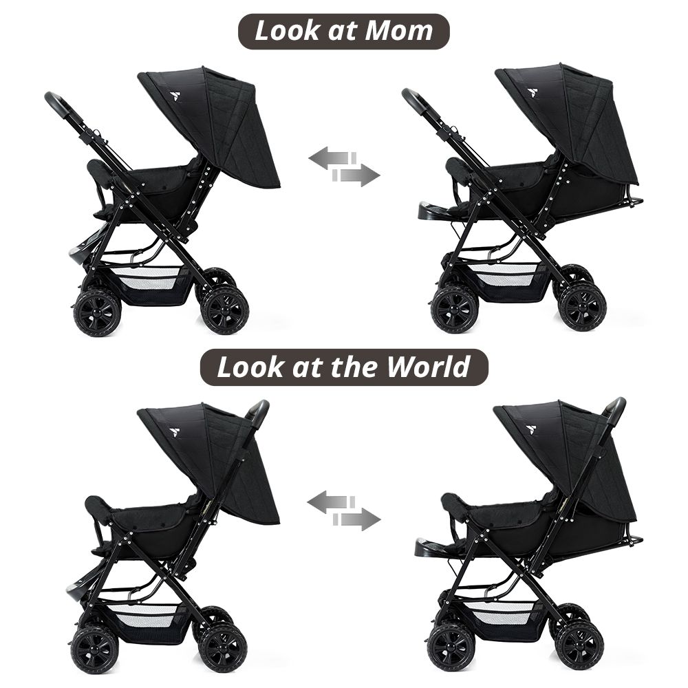 Teknum - Reversible Look At Me Stroller With Diaper Bags - Black