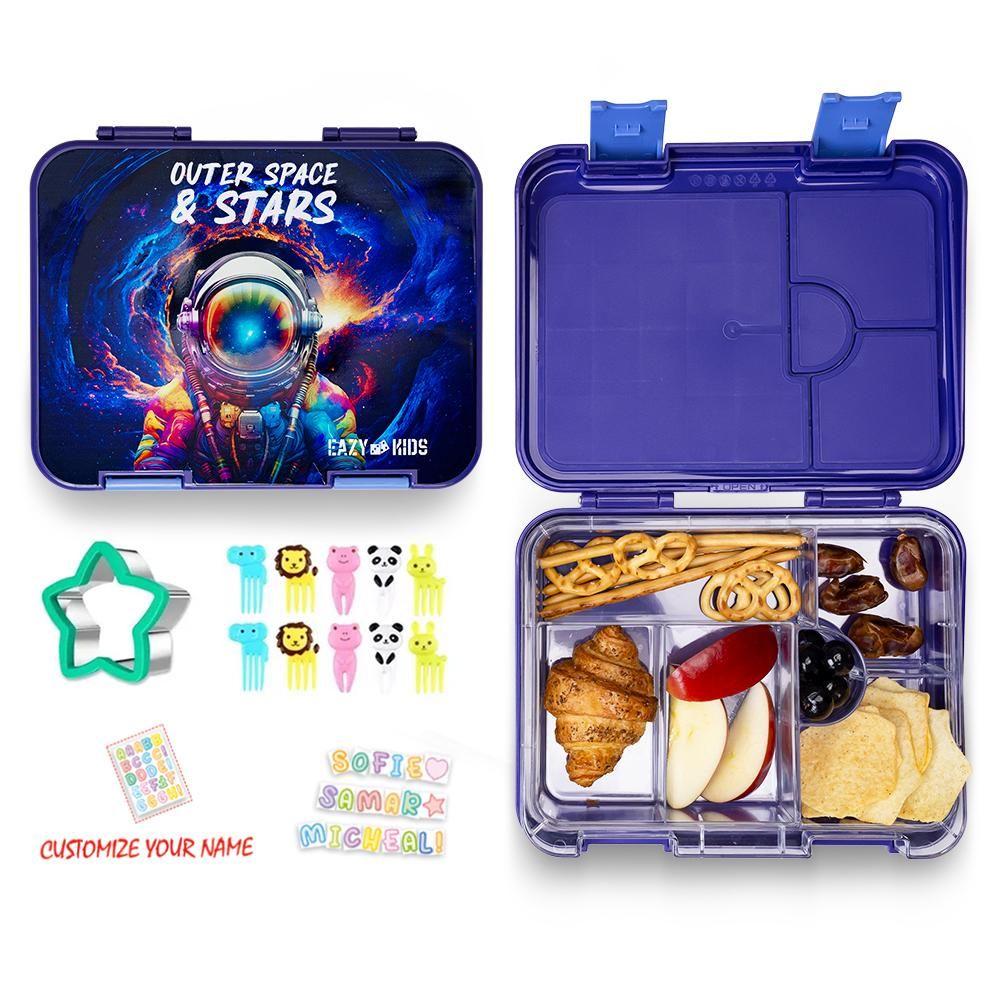 Eazy kids - 6 And 4 Convertible Bento Box With Sandwich Cutter - Blue