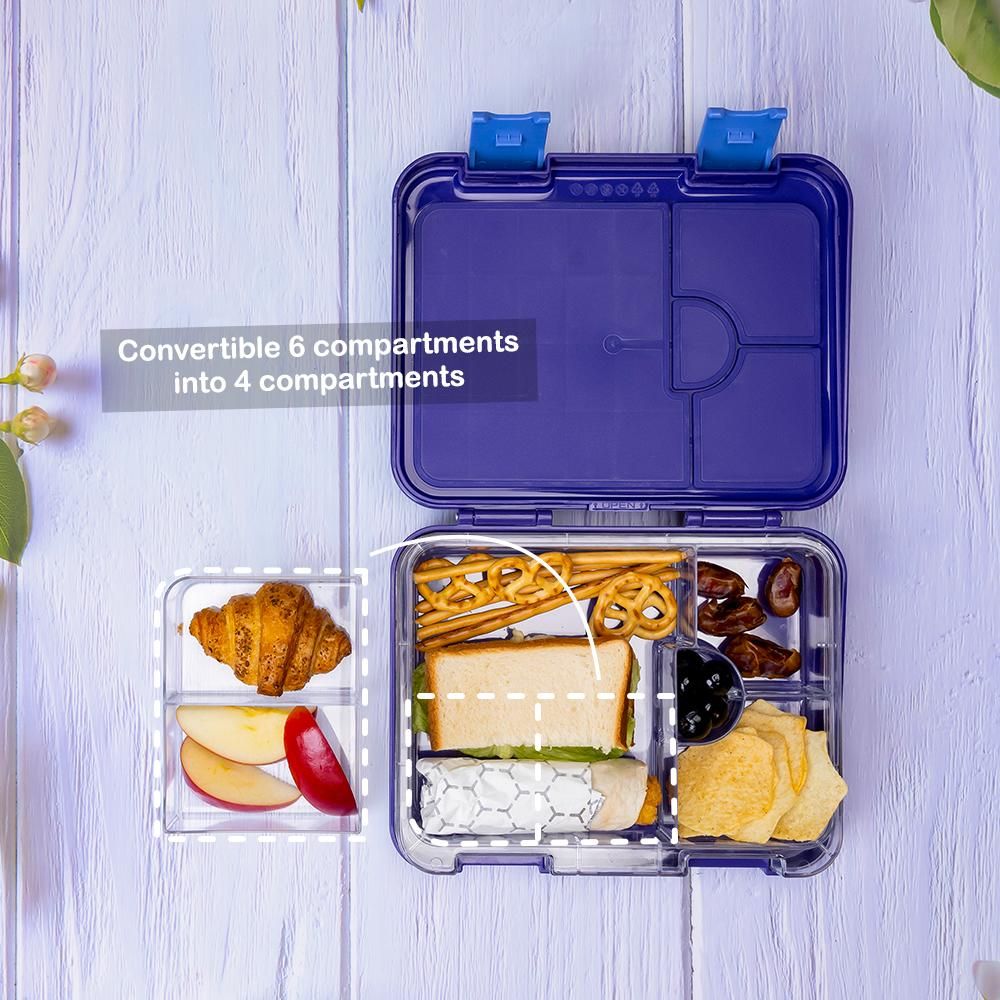 Eazy kids - 6 And 4 Convertible Bento Box With Sandwich Cutter - Blue