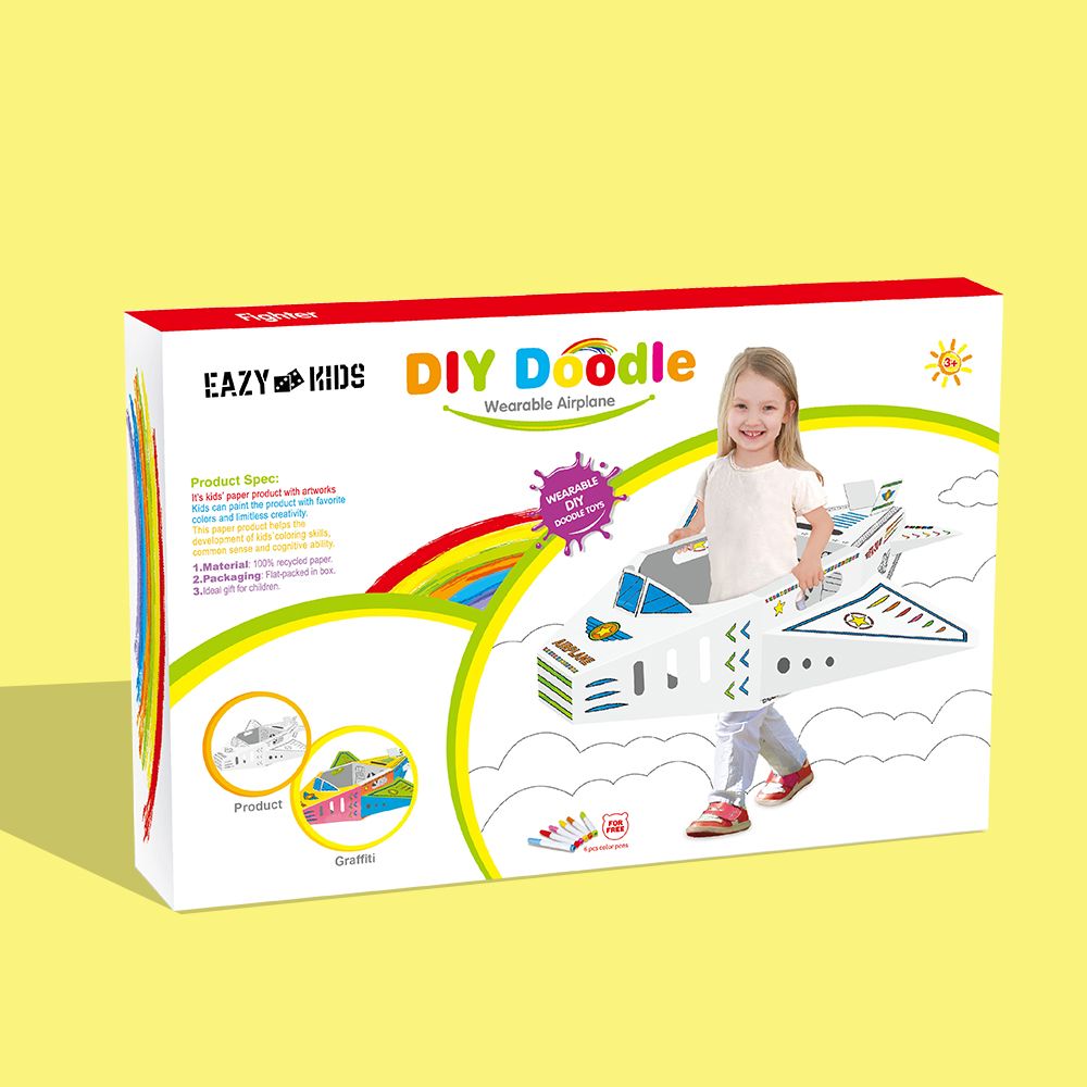 Eazy Kids - DIY Doodle Colouring Kit - Wearable Airplane