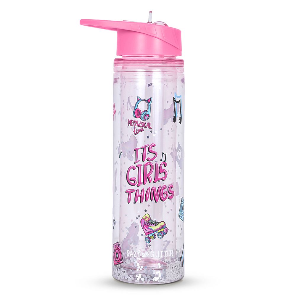 Eazy kids - Tritan Double Wall Glitter Water Bottle - Its Girls Things - 550ml