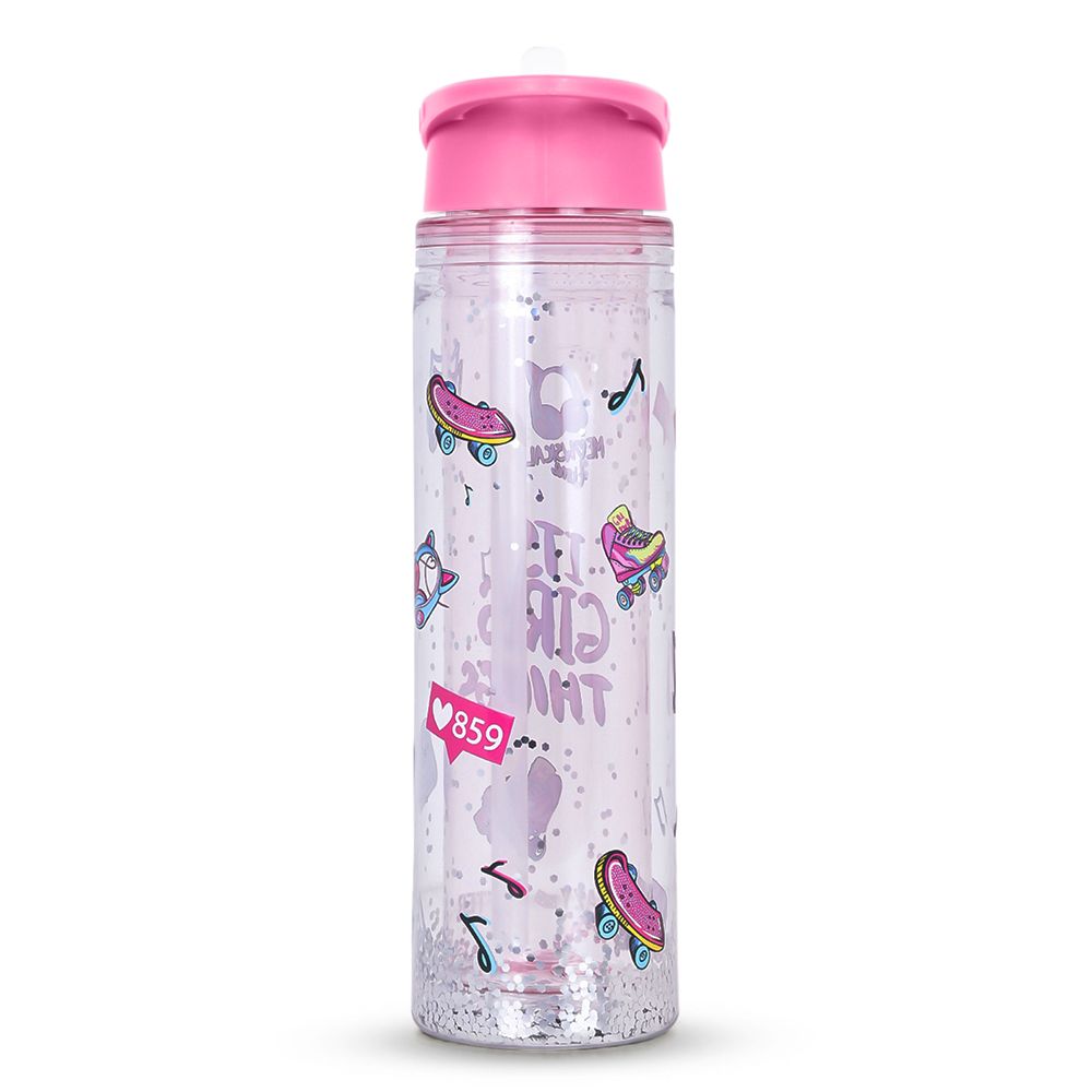 Eazy kids - Tritan Double Wall Glitter Water Bottle - Its Girls Things - 550ml