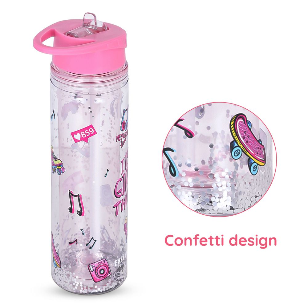 Eazy kids - Tritan Double Wall Glitter Water Bottle - Its Girls Things - 550ml