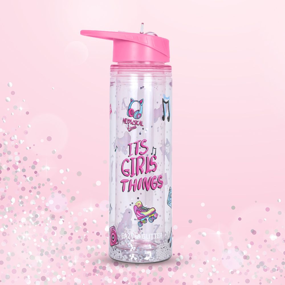 Eazy kids - Tritan Double Wall Glitter Water Bottle - Its Girls Things - 550ml