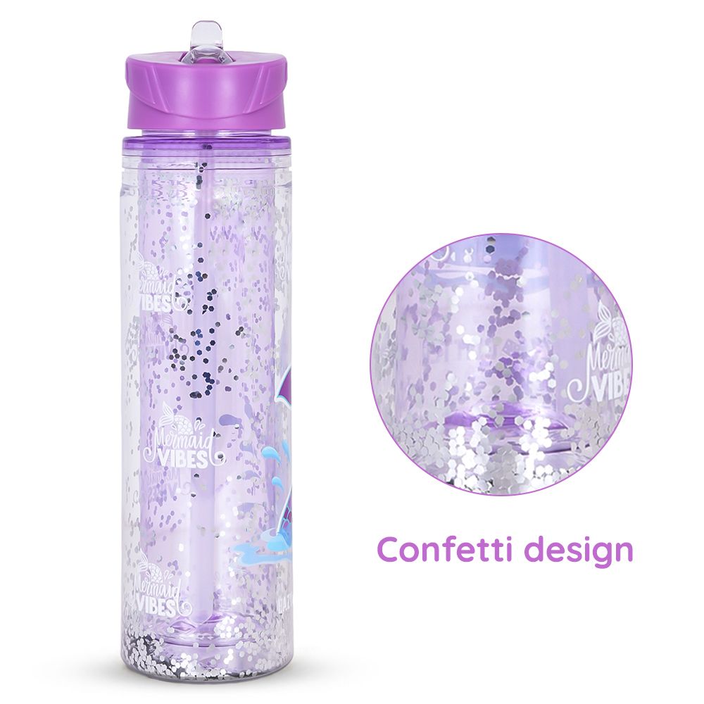 Eazy kids - Tritan Double Wall Glitter Water Bottle - Mermaid - 550ml