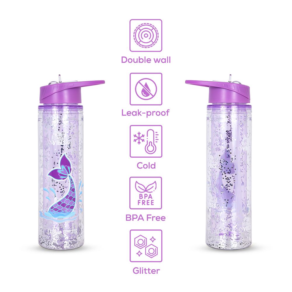 Eazy kids - Tritan Double Wall Glitter Water Bottle - Mermaid - 550ml