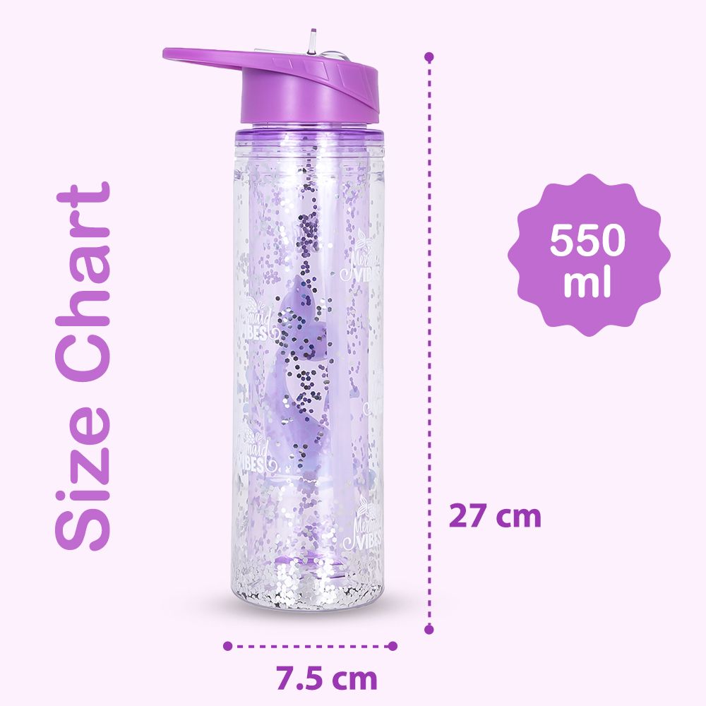 Eazy kids - Tritan Double Wall Glitter Water Bottle - Mermaid - 550ml