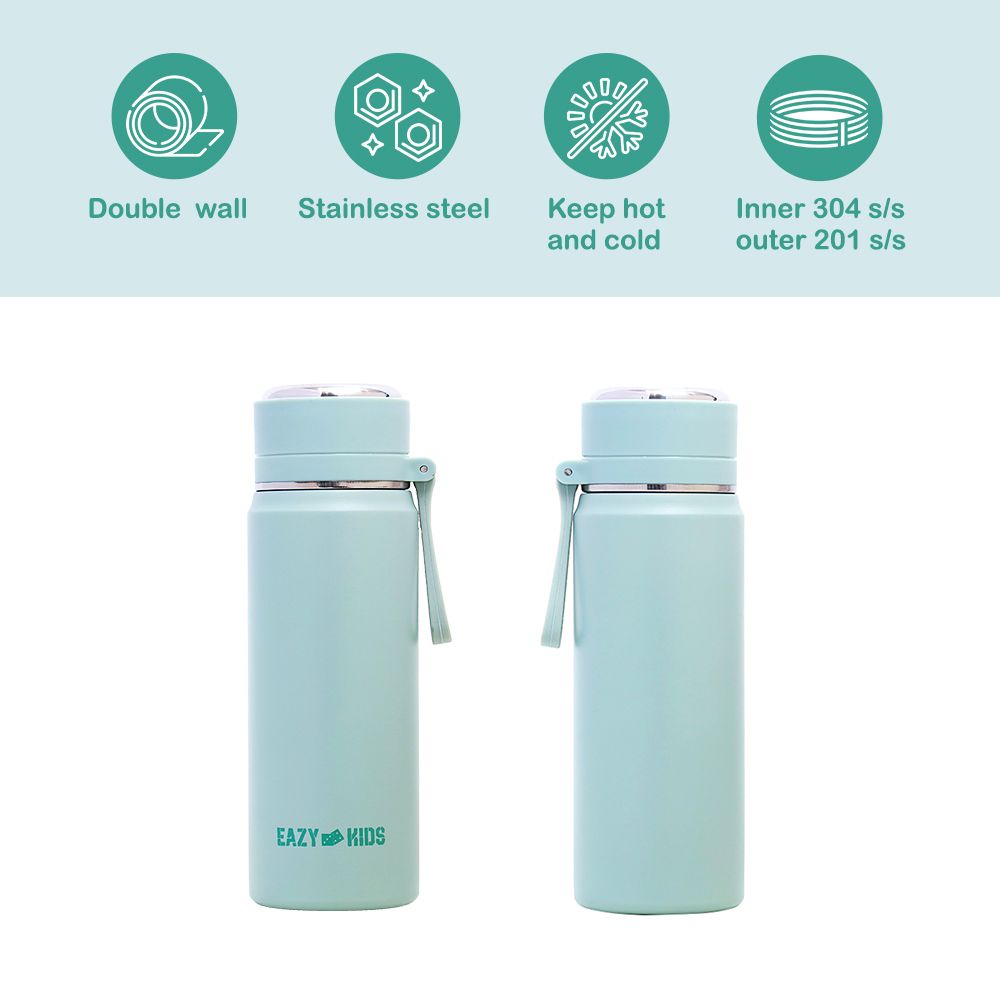 Eazy Kids - Insulated Stainless Steel Sports Water Bottle - 450ml - Green