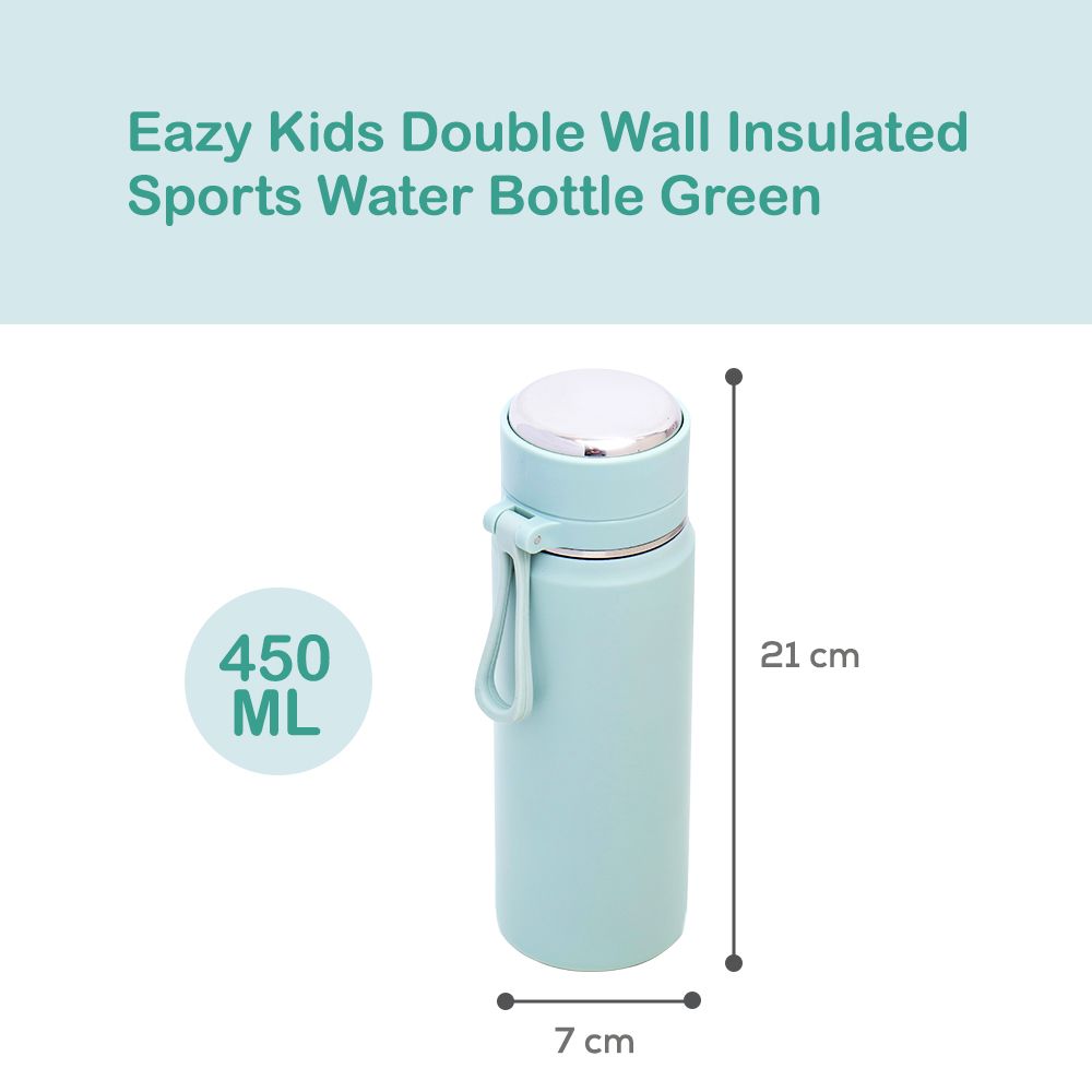 Eazy Kids - Insulated Stainless Steel Sports Water Bottle - 450ml - Green