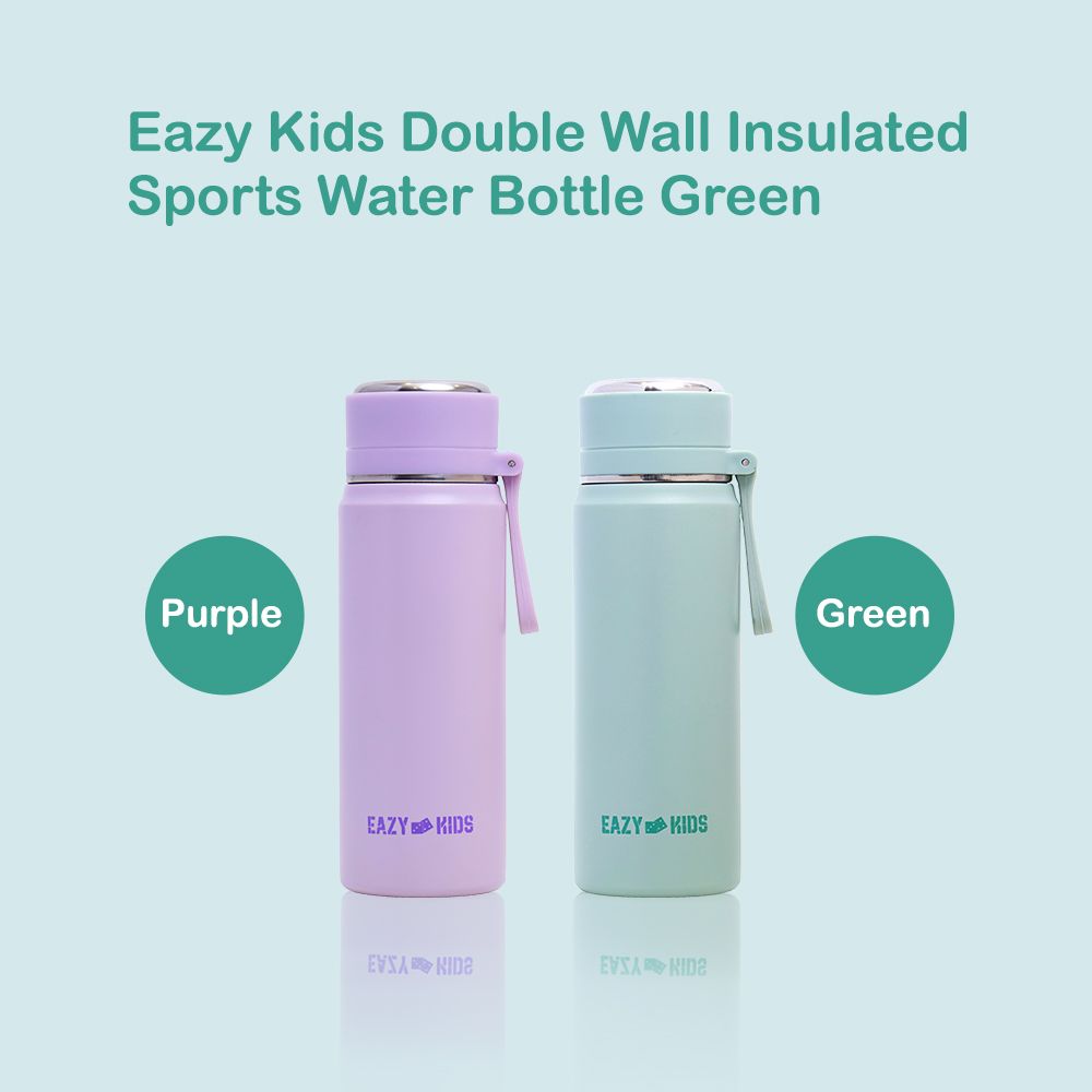 Eazy Kids - Insulated Stainless Steel Sports Water Bottle - 450ml - Green