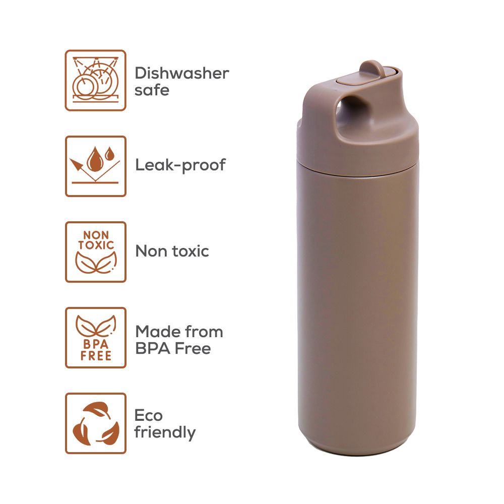 Eazy Kids - Insulated Stainless Steel Sports Water Bottle - 550ml - Khaki