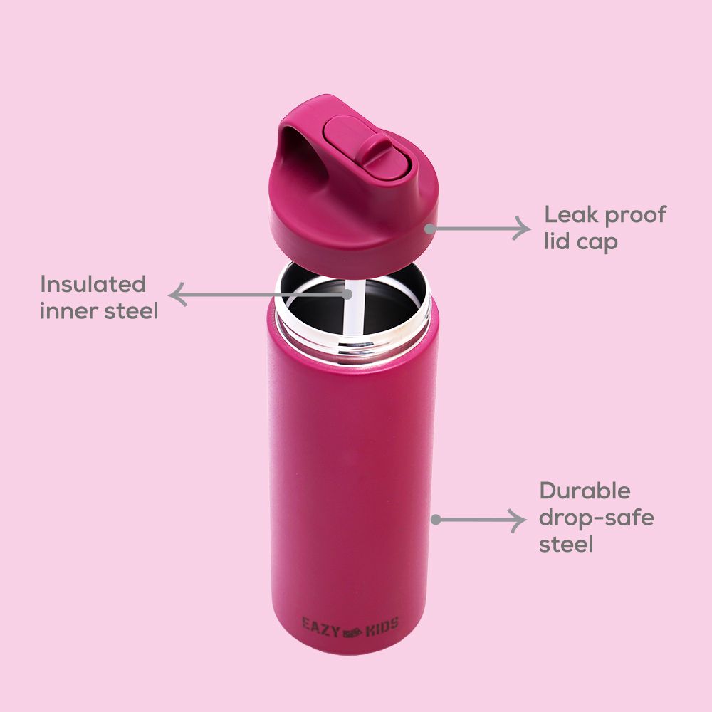 Eazy Kids - Insulated Stainless Steel Sports Water Bottle - 550ml - Pink