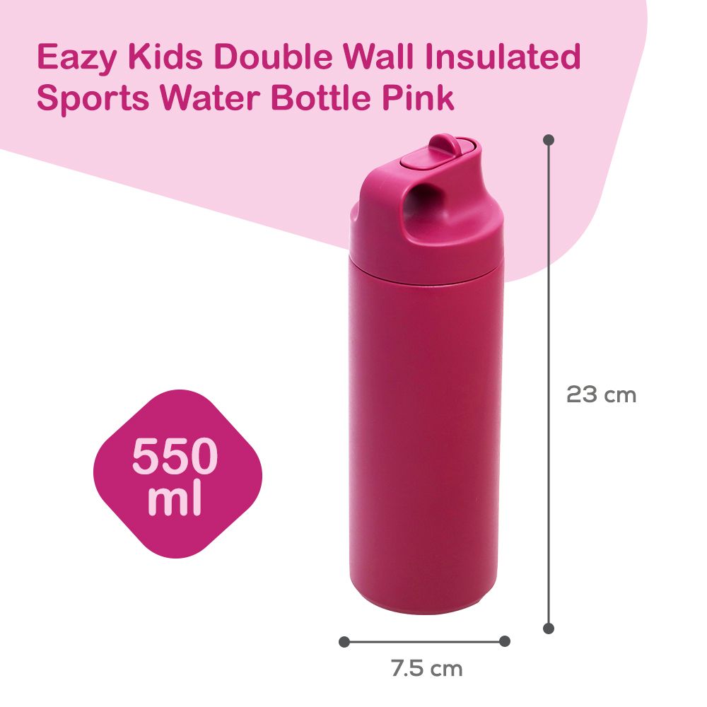 Eazy Kids - Insulated Stainless Steel Sports Water Bottle - 550ml - Pink