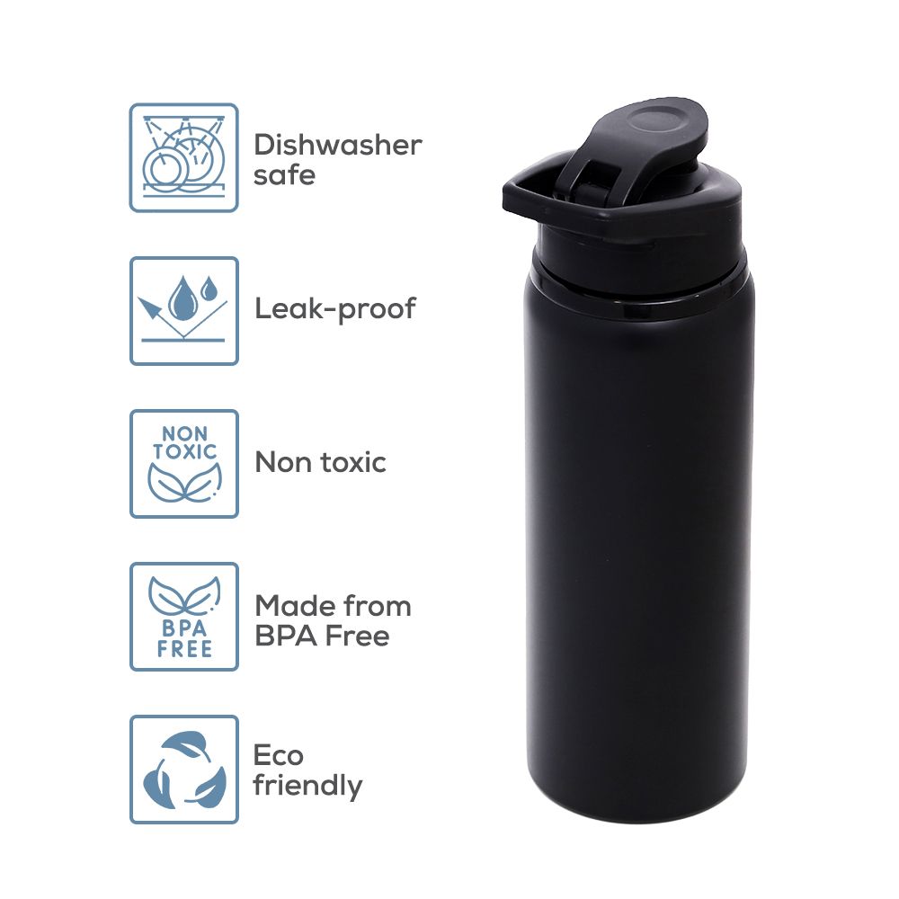 Eazy Kids - Stainless Steel Sports Water Bottle - 700ml - Black