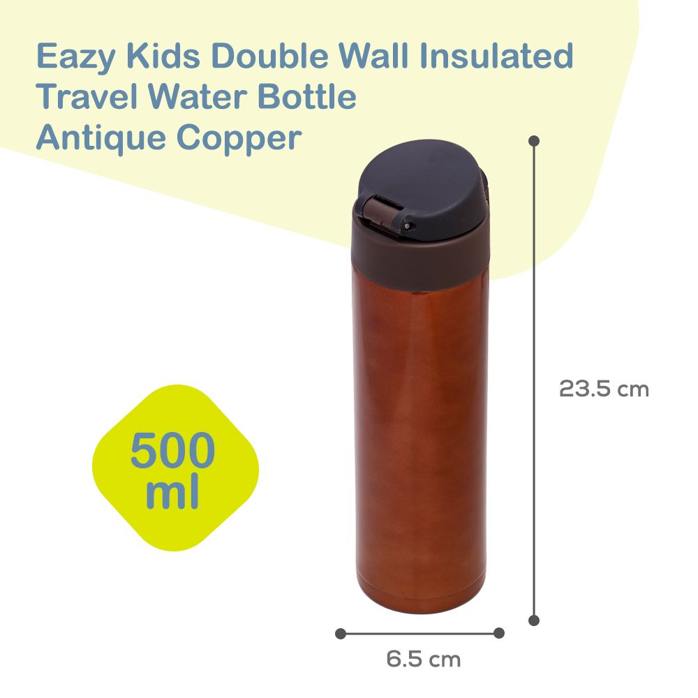 Eazy Kids - Insulated Stainless Steel Travel Water Bottle - 
 500ml - Copper